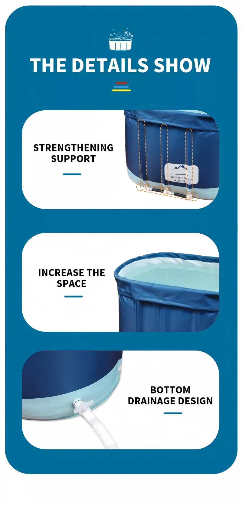 foldable soaking bathtub detail